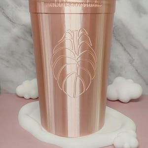 6" 3D Printed Leaf Stenciled Self-Watering Pot
