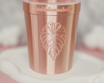 4" 3D Printed Leaf Stenciled Self-Watering Pot