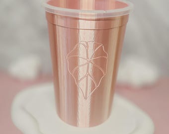 5" 3D Printed Leaf Stenciled Self-Watering Pot
