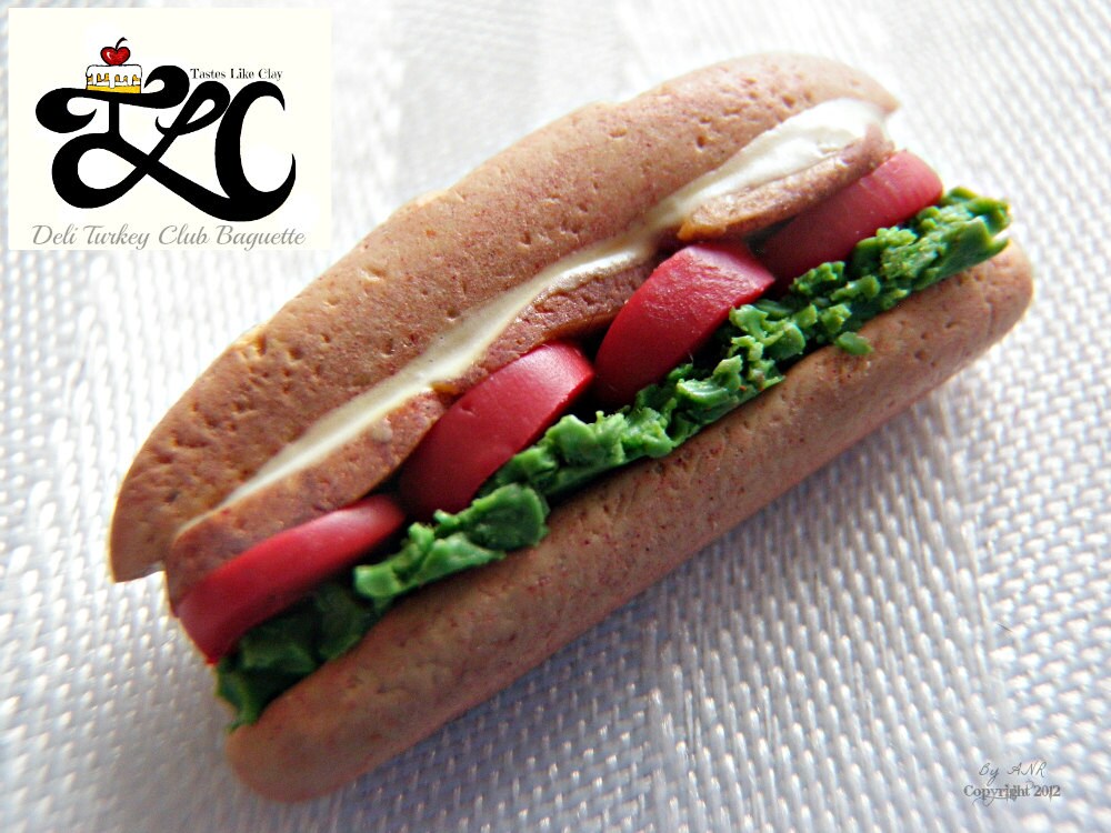 Deli Turkey Club Baguette Sandwich T.L.C Tastes Like Clay Etsy
