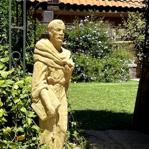 VINTAGE SAINT FRANCIS (4 Color Option): 30&quot; Reinforced Solid Stone Statue. Home Garden Mission Décor. Sealed for Outdoors. Handcrafted U.S.A