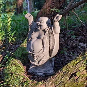 SUPER HAPPY HOTEI (3 Color Options): Durable Solid Stone Buddha Statue. Home Decor Garden Art Accent. Sealed for Outdoors. Handcrafted U.S.A