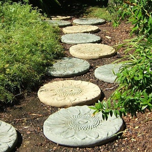 SUNFLOWER STEPPING STONES (Color & Set Options): Durable Solid Concrete Pavers. Integrated Color, Sealed for Outdoor Use. Handcrafted U.S.A