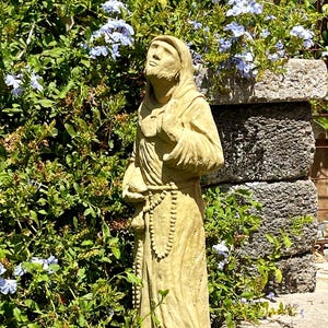 MISSION SAINT FRANCIS (4 Color Options): Durable Solid Stone Statue. Home Decor Garden Art Accent. Sealed for Outdoors. Handcrafted U.S.A