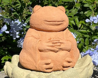 ZEN MEDITATING FROGS (Size/Color Options): Solid Stone Inspirational Sculpture. Perfect Home Garden Gift. Outdoor Safe. Handcrafted in U.S.A
