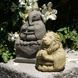 ZEN MEDITATING ANIMALS (Style & Color Options): Solid Stone Original Sculpture. Perfect Home Garden Gift. Outdoor Safe. Handcrafted in U.S.A