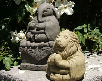 ZEN MEDITATING ANIMALS (Style & Color Options): Solid Stone Original Sculpture. Perfect Home Garden Gift. Outdoor Safe. Handcrafted in U.S.A