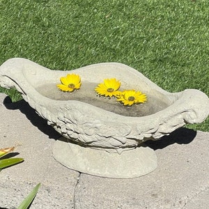 LEFLEUR BIRDBATH or PLANTER (4 Color Options): Solid Stone Durable Container. Sealed for Outdoor Use & Holds Water. Handcrafted in U.S.A