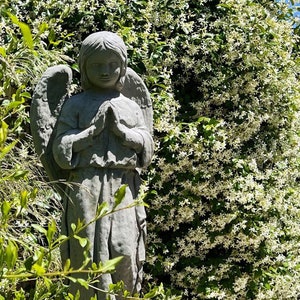TALL VINTAGE ANGEL (Color & Style Options): Durable Solid Stone Garden Statue. Sealed for Outdoors. Will Last Decades. Handcrafted U.S.A
