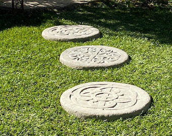 CELTIC STEPPING STONES (Color & Set Options): Durable Solid Stone Step Paver. Yard Garden Path Decor. Sealed for Outdoors. Handcrafted U.S.A