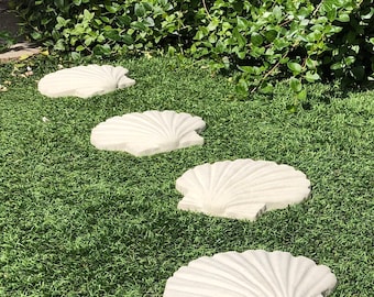 SEASHELL STEPPING STONES (Color/Set Options): Solid Durable Concrete Pavers. Integrated Color, Sealed for Outdoors Use. Handcrafted in U.S.A