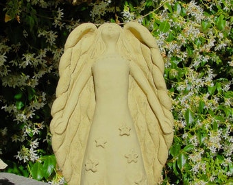 HAVE FAITH ANGEL (4 Color Options): Solid Stone Statue w/ Integrated Color, Sealed for Outdoor Use. Will Last for Decades. Handcrafted U.S.A