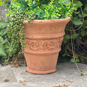 VINTAGE TUSCANY FLOWERPOT (4 Color Options): Durable Solid Stone Planter. Unique Home Garden Decor, Sealed for Outdoors. Handcrafted U.S.A