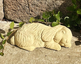 SLEEPING BUNNY STATUE: Solid Stone Statue. Home & Garden Decor. Outdoor Safe. Handcrafted U.S.A.