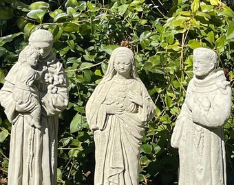 VINTAGE SAINT STATUES (Color/Style Option): Solid Stone w/ Weathered Texture. Perfect Home Décor, Sealed for Outdoors. Handcrafted in U.S.A