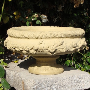 ROSEBUD BIRDBATH or PLANTER (4 Color Options): Quality Solid Stone Urn. Beautiful for Home Décor, Sealed for Outdoors. Handcrafted in U.S.A