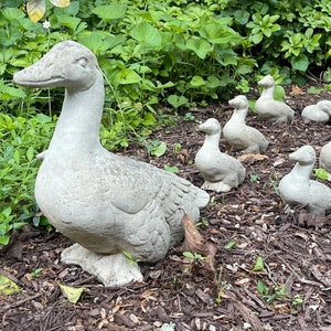 VINTAGE DUCK FAMILY (Set, Style, Color Options): Durable Solid Stone Statue. Home Garden Yard Decor. Sealed for Outdoors. Handcrafted U.S.A