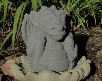 ZEN MEDITATING GARGOYLE (Size & Color Options): Solid Stone Guardian Sculpture. Home Design, Sealed for Outdoor Use. Handcrafted in U.S.A