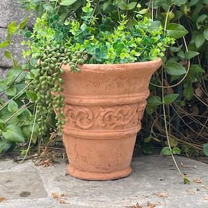 VINTAGE TUSCANY FLOWERPOT (4 Color Options): High Quality Solid Stone w/ Aged Texture. Home Design, Sealed for Outdoors. Handcrafted U.S.A
