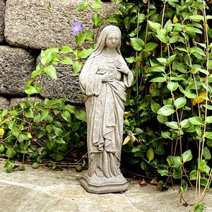 VINTAGE MARY STATUE: Solid Stone. Catholic Memorial Home & Garden Outdoor Decor. Handcrafted U.S.A.