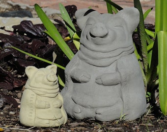 ZEN MEDITATING PIG (Size & Color Options): Solid Stone Zen Animal Buddha Sculpture. Perfect Home Garden Office Gift. Handcrafted in U.S.A