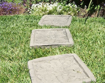 SQUARE ROSE STEPSTONES (Color/Sets Options): Solid Durable Concrete Pavers. Integrated Color, Sealed for Outdoors. Handcrafted in U.S.A