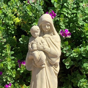VINTAGE MARY & CHILD (4 Color Options): Solid Durable Stone Statue. Perfect Indoor Home Design, Sealed for Outdoor Use. Handcrafted in U.S.A