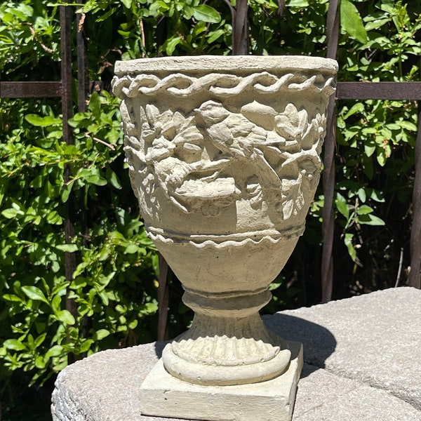 VINTAGE SONGBIRD URN (4 Color Options): Solid Durable Stone w/ Nature Motif. Home Design & Sealed for Outdoor Use. Handcrafted in U.S.A.