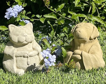 ORIGINAL MEDITATING ANIMALS (6 Style Options): Solid Stone Inspirational Amusing Sculptures. Perfect Home Garden Gift. Handcrafted in U.S.A