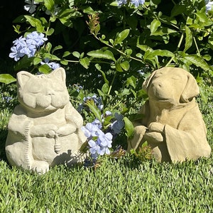 ORIGINAL MEDITATING ANIMALS (6 Style Options): Solid Stone Inspirational Amusing Sculptures. Perfect Home Garden Gift. Handcrafted in U.S.A