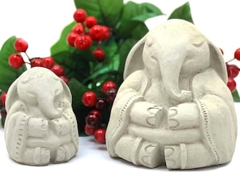 WHITE ELEPHANT GIFT: Solid Stone Buddha Sculpture. Home & Garden Statue. Handcrafted U.S.A.