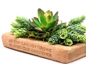 SUCCULENT LIBRARY PLANTER (Choice of Colors) Solid Stone Book Saucer, Direct Planting or Holds a Herb Box Container. Handcrafted in U.S.A