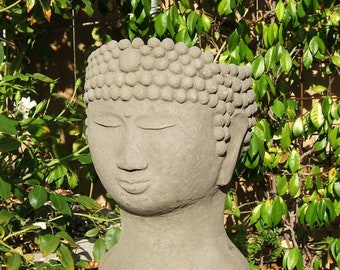BUDDHA HEAD PLANTER (Size/Color Options): Solid Stone Container. Perfect Home Garden Design. Sealed for Outdoor Use. Handcrafted in U.S.A