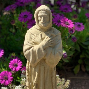 VINTAGE PADRE PIO (4 Color Options) Solid Stone Garden Statue. Patron Saint of Healing. Indoor Décor and Outdoor Safe. Handcrafted U.S.A.