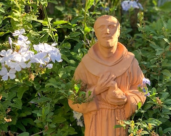 VINTAGE SAINT FRANCIS (4 Color Options): Solid Durable Stone Statue. Perfect Home Design, Sealed for Outdoor Use. Handcrafted in U.S.A