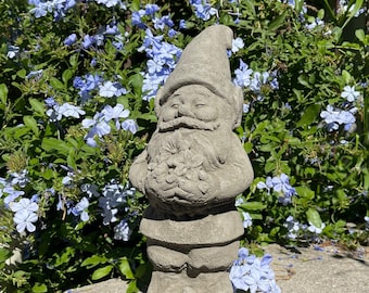 VINTAGE FLOWER GNOME (4 Color Options): Solid Durable Reinforced Stone Statue. Integrated Color, Sealed for Outdoors. Handcrafted in U.S.A