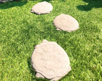 VINTAGE TORTOISE STEPSTONES (Color/Set Options): Solid Durable Concrete Pavers. Integrated Color, Sealed for Outdoors. Handcrafted in U.S.A