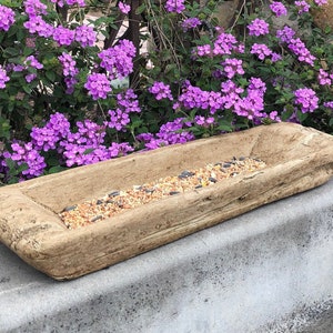 BOAT TRAY BIRDFEEDER (Premium Color Options): Solid Durable Stone Birdbath Feeder Succulent Planter. Sealed Outdoor Use. Handcrafted U.S.A