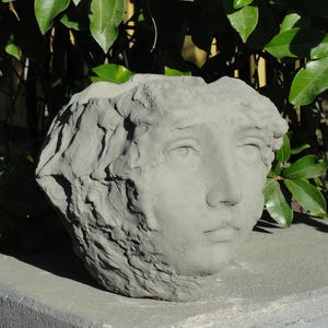 WOODLAND MAIDEN PLANTER: Solid Stone Flower Pot Bust. Home & Garden Decor. Handcrafted U.S.A.