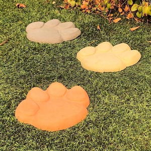 PAW STEPPING STONES (Color & Set Options): Durable Solid Stone Step Pavers. Yard Garden Path Decor. Sealed for Outdoors. Handcrafted U.S.A