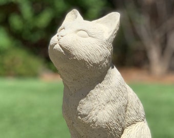 BIRD WATCHING CAT (4 Color Options): Quality Solid Durable Stone Statue. Perfect Home Design, Sealed for Outdoor Use. Handcrafted in U.S.A