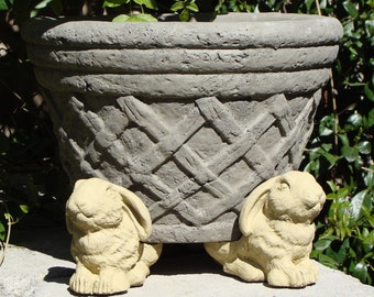 BUNNY POTFEET SET/3 (Four Color Options): Elevate Planters w/ Solid Stone, Outdoor Safe Garden Patio Décor. Handcrafted in U.S.A