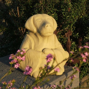 LARGE MEDITATING DOG (Premium Color Options): Original Buddha Dog Sculpture. Solid Durable Stone. Inspirational Gift. Handcrafted in U.S.A