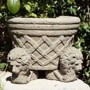 VINTAGE LION POTFEET Set/3 (4 Color Options): Elevate Planters w/ Solid Stone Pot Feet. Garden Patio Décor. Outdoor Safe. Handcrafted U.S.A