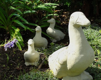 VINTAGE DUCK FAMILY (Color & Set Options): Solid Stone w/ Aged Texture. Perfect Home Design, Sealed for Outdoors. Handcrafted in U.S.A