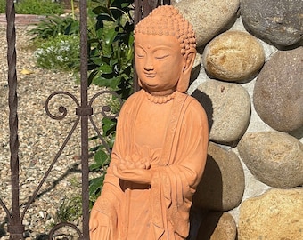 TALL SHAKYAMUNI BUDDHA (4 Color Options): Solid Stone Ornate Statue. Perfect Home Garden Gift. Sealed for Outdoor Use. Handcrafted in U.S.A