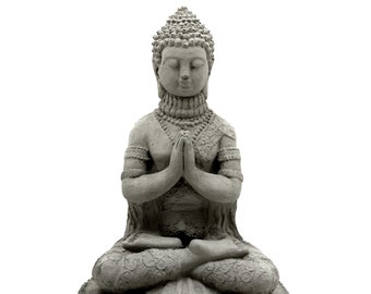 BEAUTIFUL PRAYING BUDDHA (4 Color Options): Solid Stone Statue. Perfect for Home Office Garden. Sealed for Outdoors. Handcrafted in U.S.A