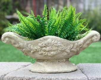 LEFLEUR PLANTER or BIRDBATH (4 Color Options): Solid Stone Durable Container. Sealed for Outdoor Use & Holds Water. Handcrafted in U.S.A