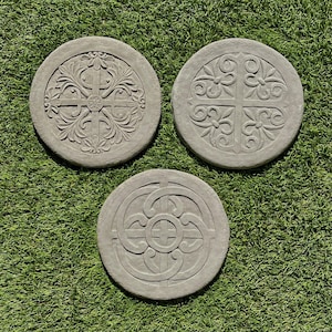 CELTIC STEPPING STONES (Color & Set Options): Durable Solid Stone Step Paver. Yard Garden Path Decor. Sealed for Outdoors. Handcrafted U.S.A