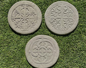 CELTIC STEPPING STONES (Color & Set Options): Durable Solid Stone Step Paver. Yard Garden Path Decor. Sealed for Outdoors. Handcrafted U.S.A